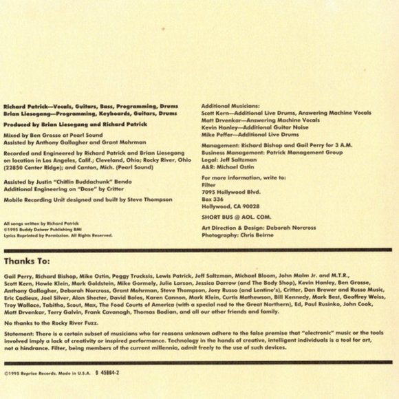 Filter - Short Bus - Audio Compact Disc - Picture 5 of 5